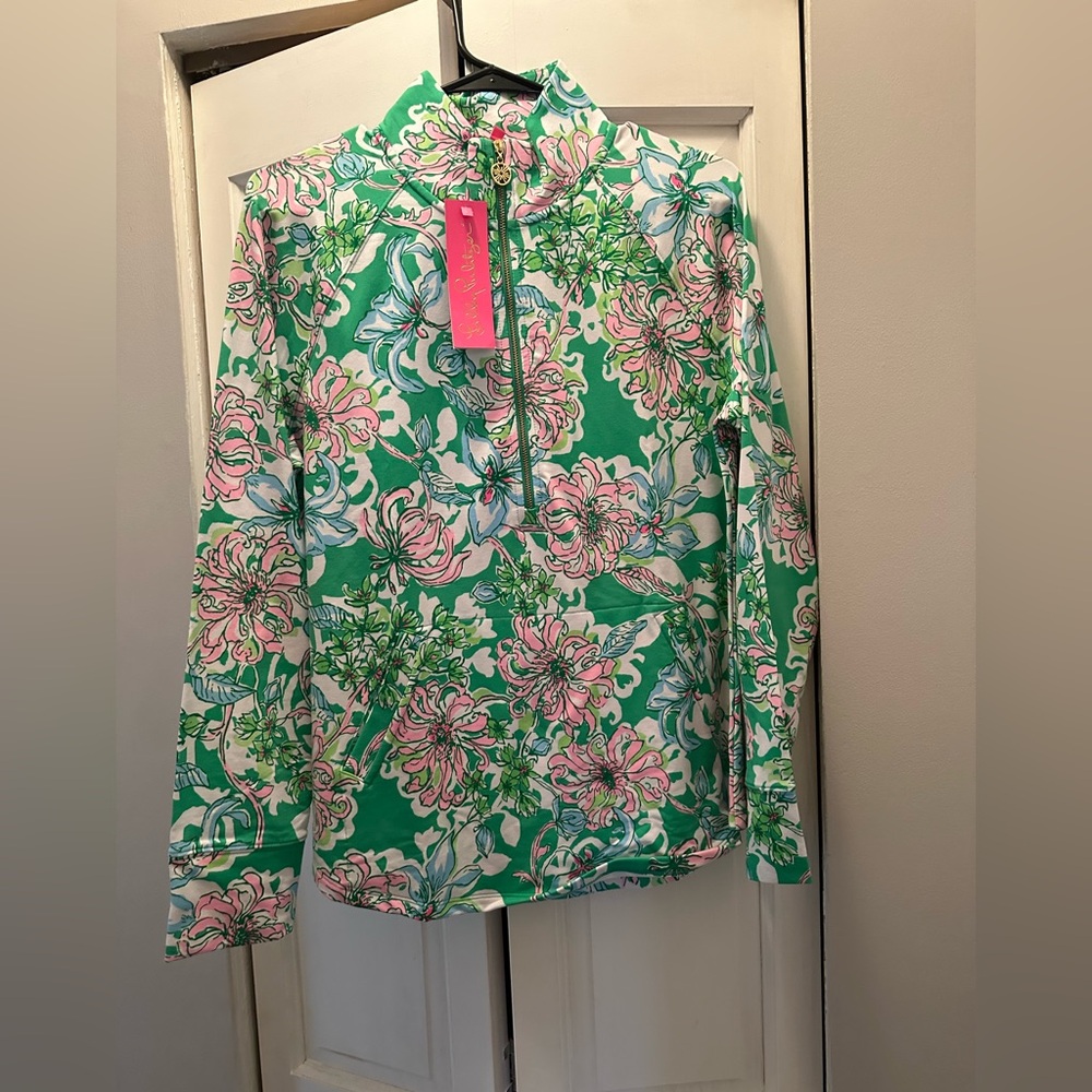 NWT LILLY PULITZER UPF 50+ SKIPPER POPOVER SIZE M SPEARMINT BLOSSOM VIEWS